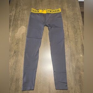 Gymshark Charcoal Leggings with Vibrant Yellow Band
